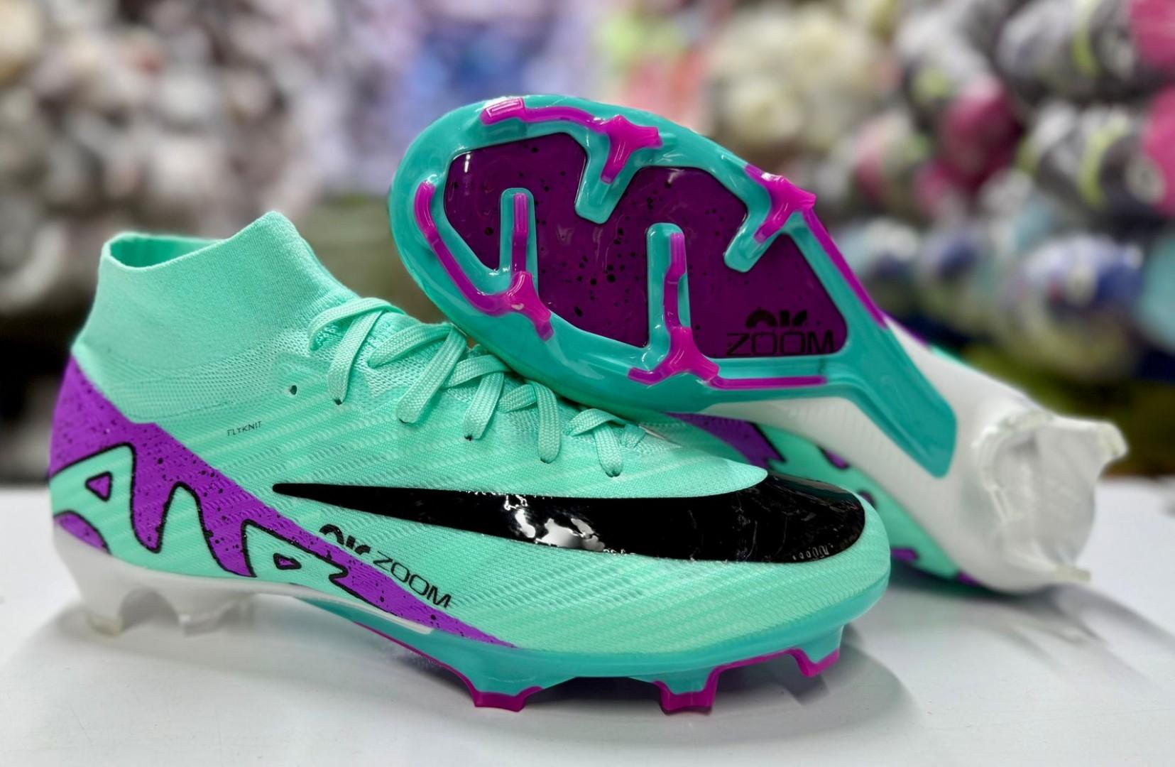 Original Air Zoom Mercurial Superfly 9 Elite FG Firm Ground Soccer Cleats - Blue/Black/Purple- Pack Football Boots. Football Boots, Shadow Pack Soccer boots, ground soccer clears, purple yellow white.