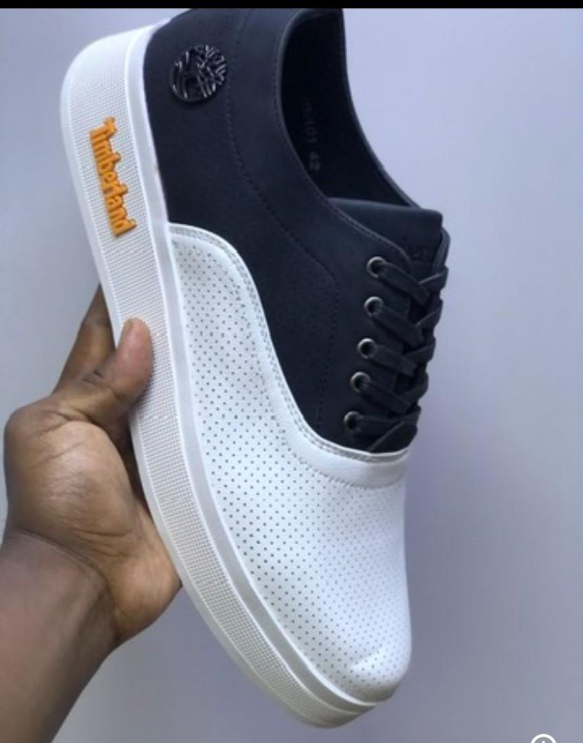 🔥 ORIGINAL LEATHER BLACK and WHITE TIMBERLAND CLASSIC CASUALS SHOES, WHITE CASUAL AND OFFICIAL SHOES BROWN LEATHER (BEST SHOP FOR LOAFERS, OFFICIALS, CASUALS, SNEAKERS)