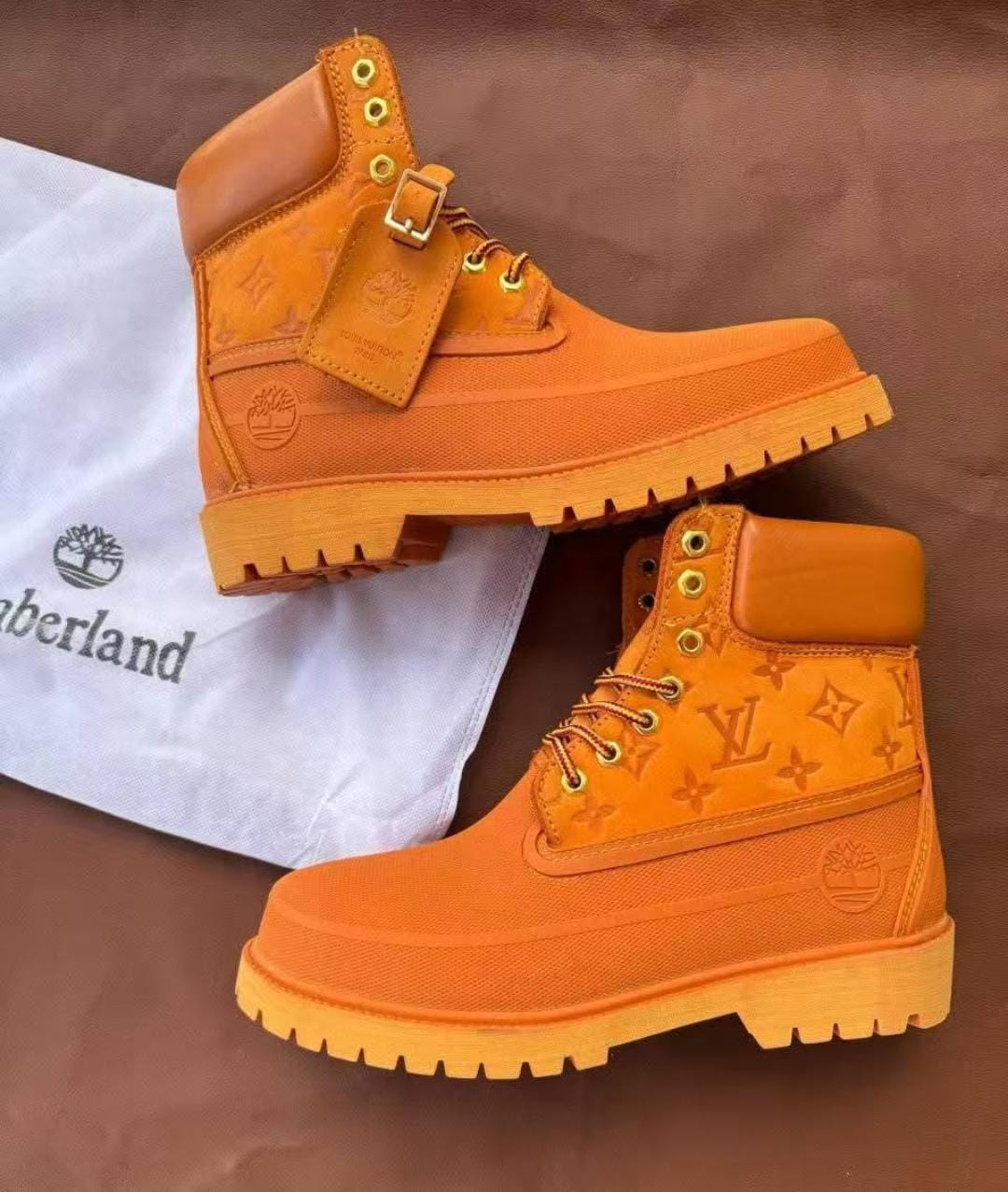 🔥(On offer) 🔥Louis Vuitton (LV) Timberland Diamond Plate 6inch Premium Waterproof Boot, customized timberland boots black Supreme Desighners shoes and Boots  (generic)