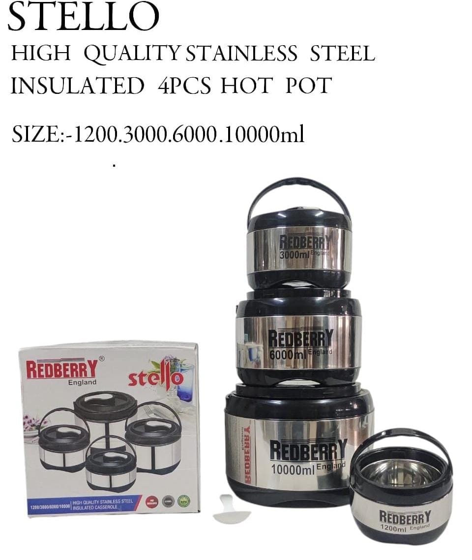 🔥 Redberry Premium Stainless Steel Hotpot – “STELLO” 🔥
Keep it Hot & Fresh for Hours! 🥘✨ From family dinners to big gatherings, these sleek, durable hotpots (sizes 1200–10000) lock in heat and flav