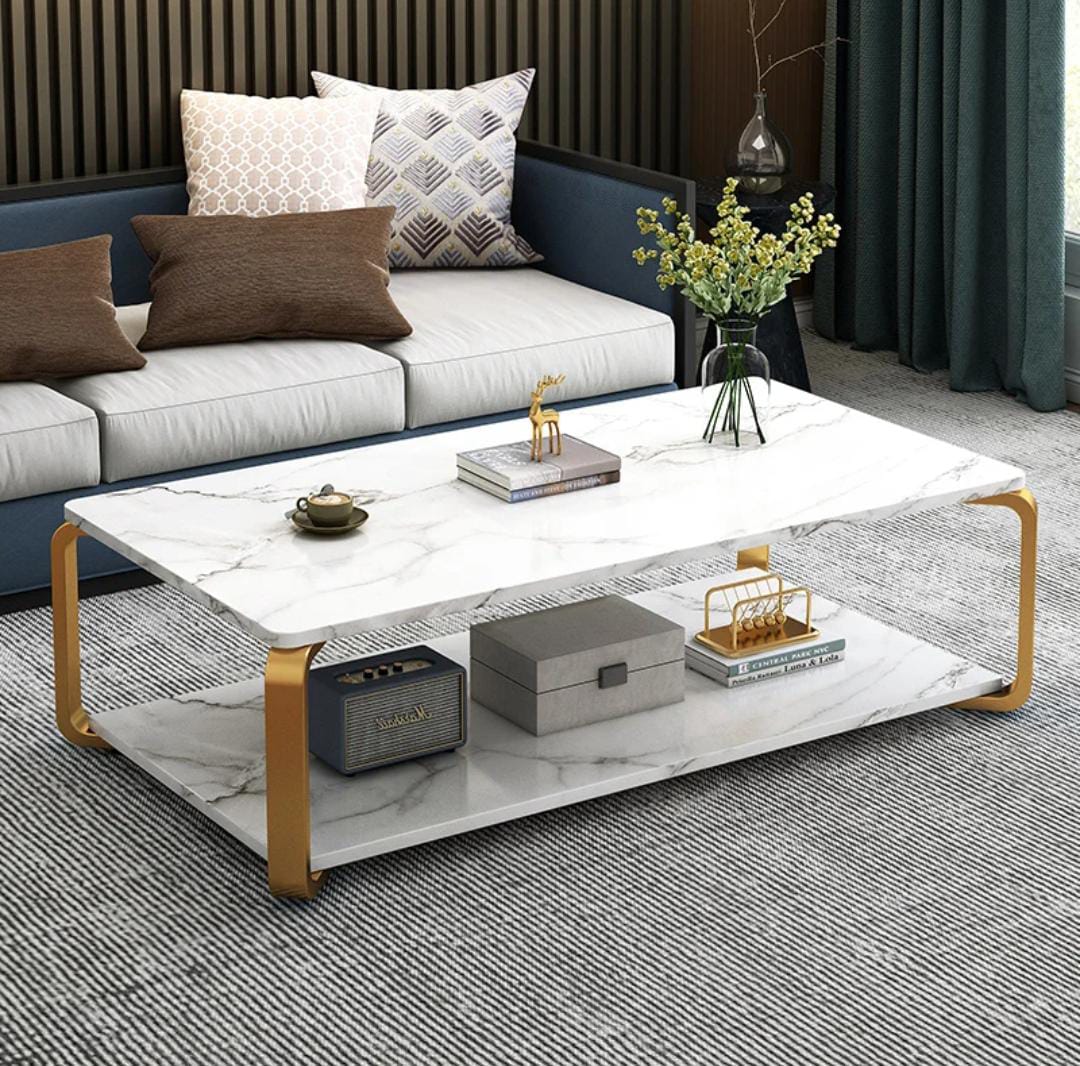 Nordic Table WHITE MDF Marble effect pattern Coffee table  Kitchen & Dining Room Furniture  Wooden Table Home & Kitchen