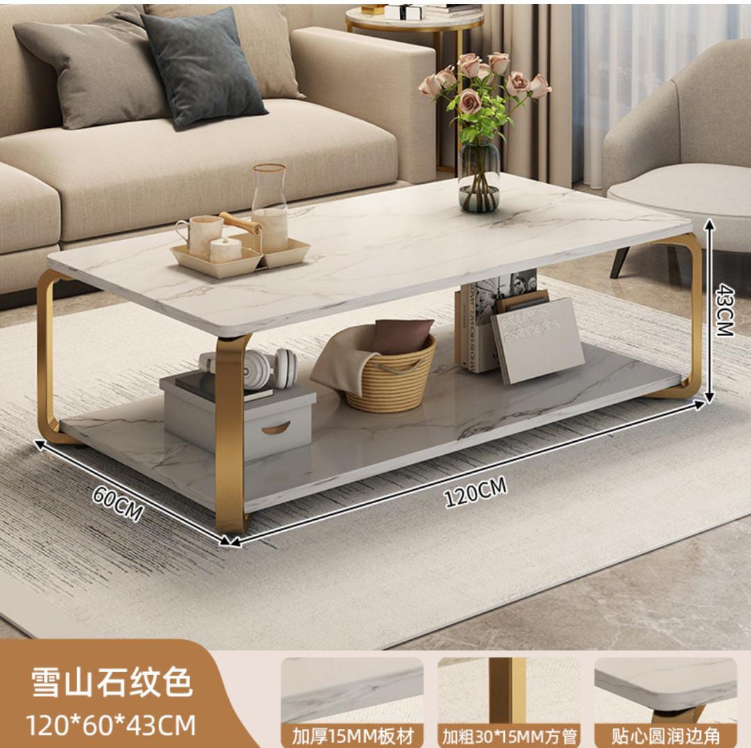 Nordic Table WHITE MDF Marble effect pattern Coffee table  Kitchen & Dining Room Furniture  Wooden Table Home & Kitchen