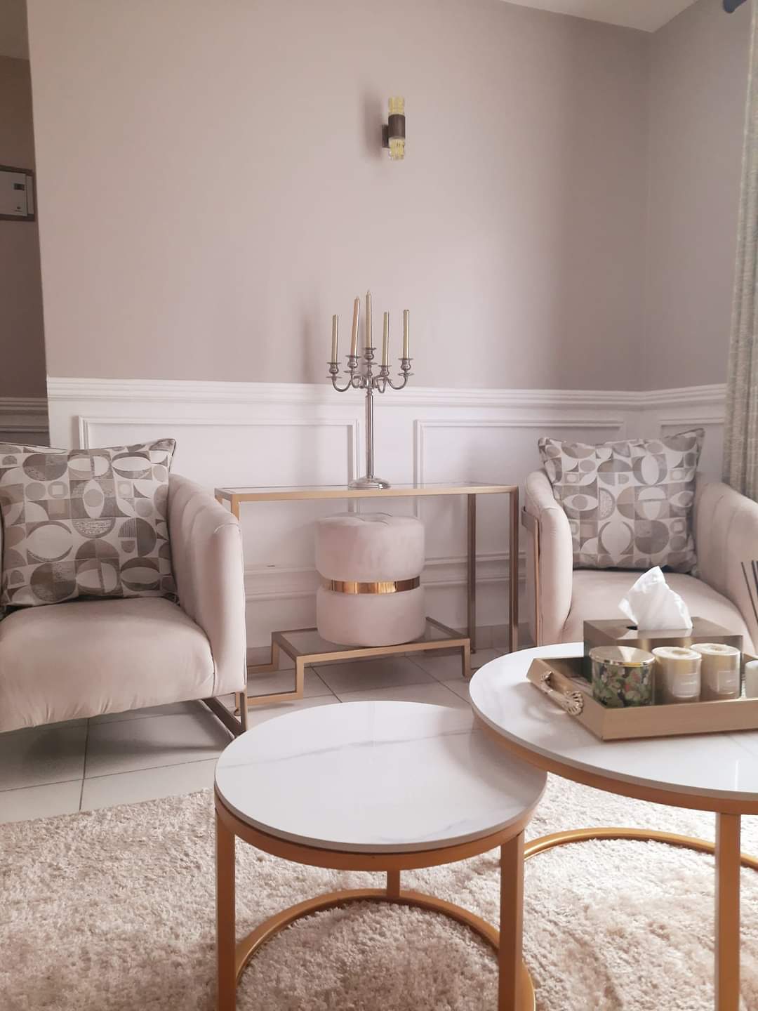 PURE MARBLE Nesting Table 2 in 1 Coffee Tables with black Stands Kitchen & Dining Room Furniture white 70cm*50cm(diameter)