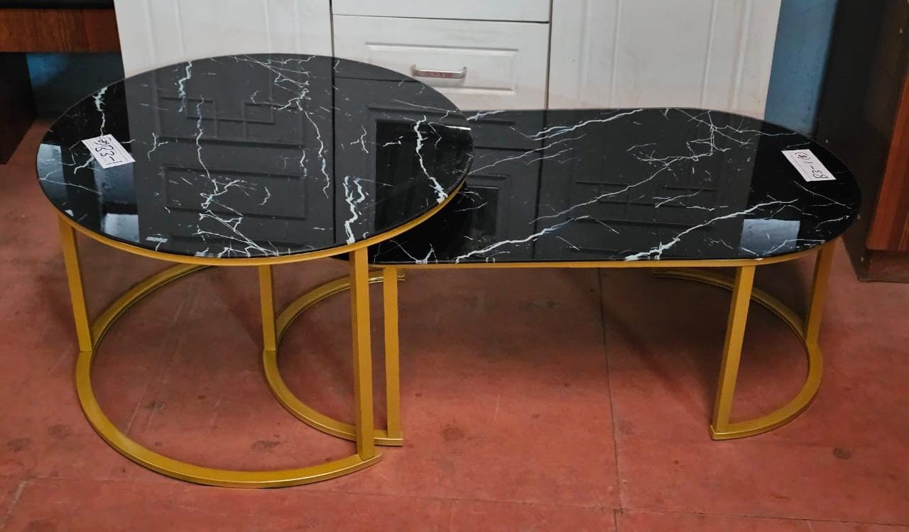 Quality Marble Textured Coffee Table Kitchen & Dining Room Furniture Light and luxury Wide table top Double layer storage Smooth texture marbling