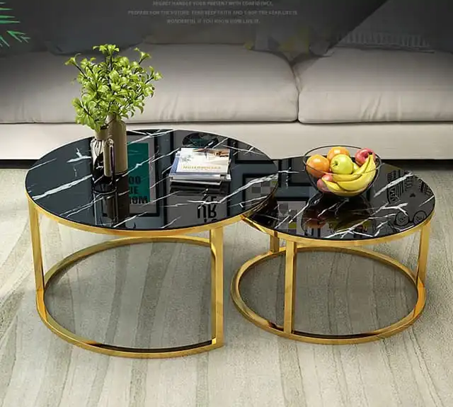Nesting Nordic luxury coffee table 2 in 1 tables Marble,Tempered Glass Effect Dining Room Furniture Nesting Nordic luxury coffee table