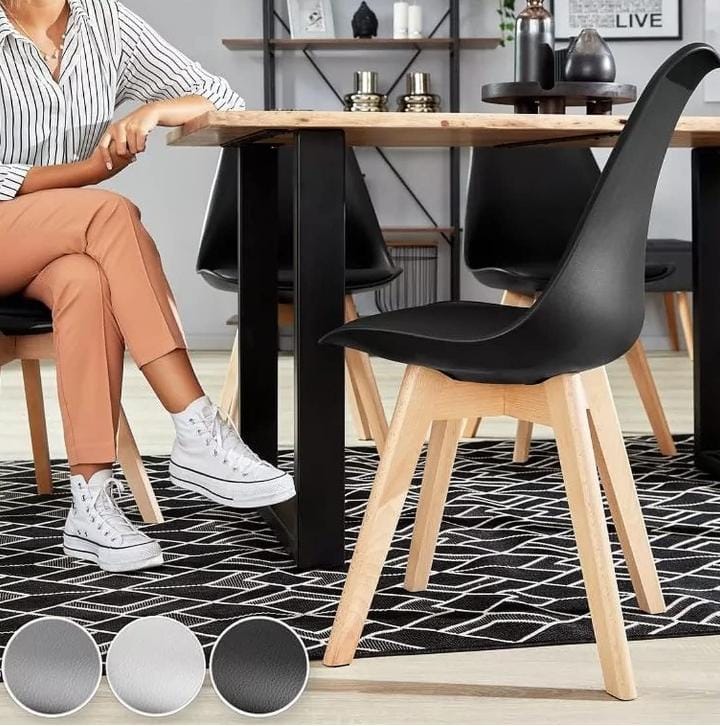 CUSHIONED PADDED EAMES MODERN PLASTIC CHAIRS WITH WOODEN LEG EAMES CREATIVE HOME AND OFFICE USE EAMES CHAIR