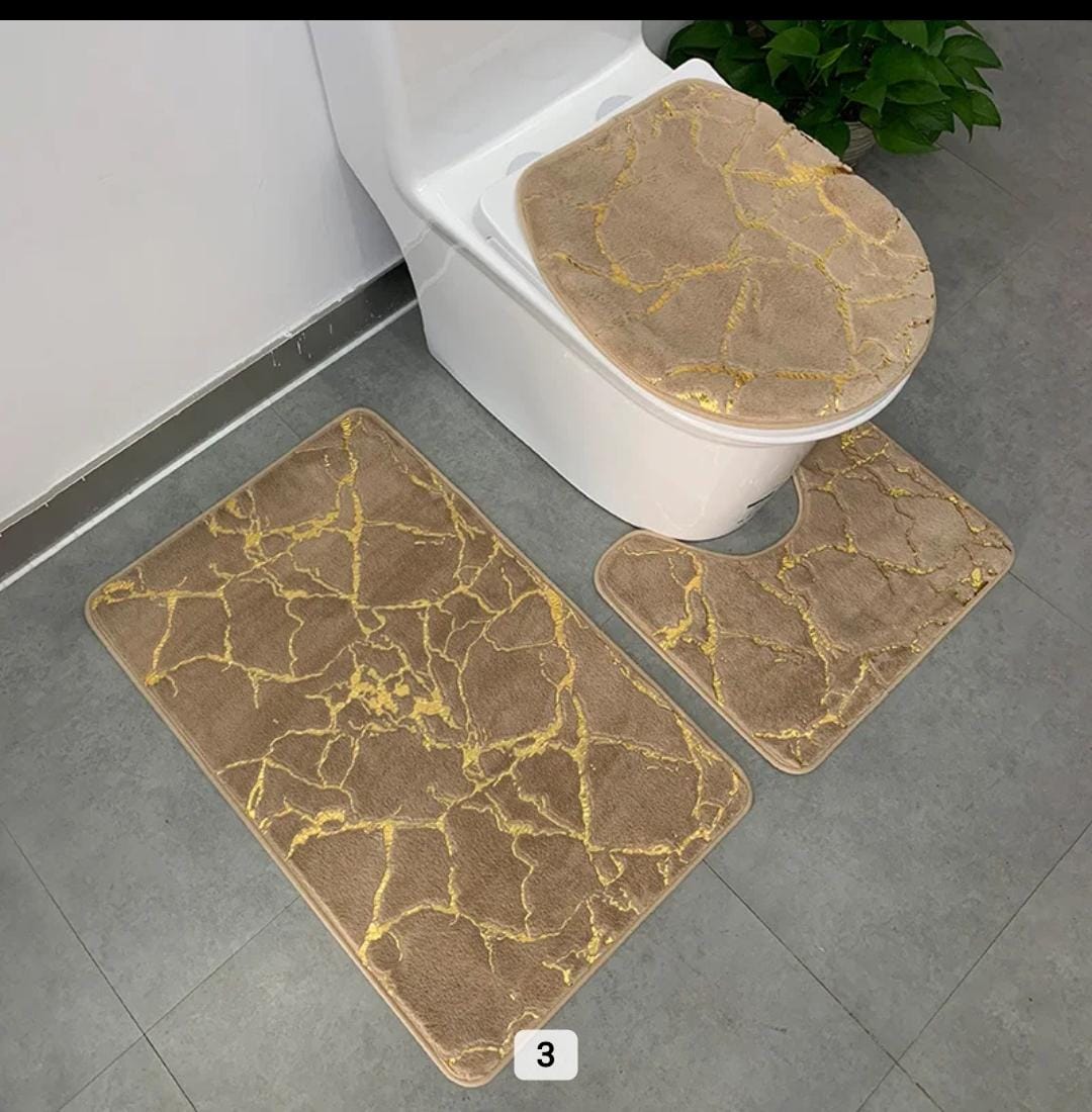 New Arrivals!!Hommy Home Decor Set Bathtub Mats Bathroom Mats 3 In 1 Anti-Slip  Quality 3 piece bathroom/ washroom Toilet set mats.
Rug Set 3 Pieces Ultra Soft, Non Slip Chenille Toilet Mat, Absobent
