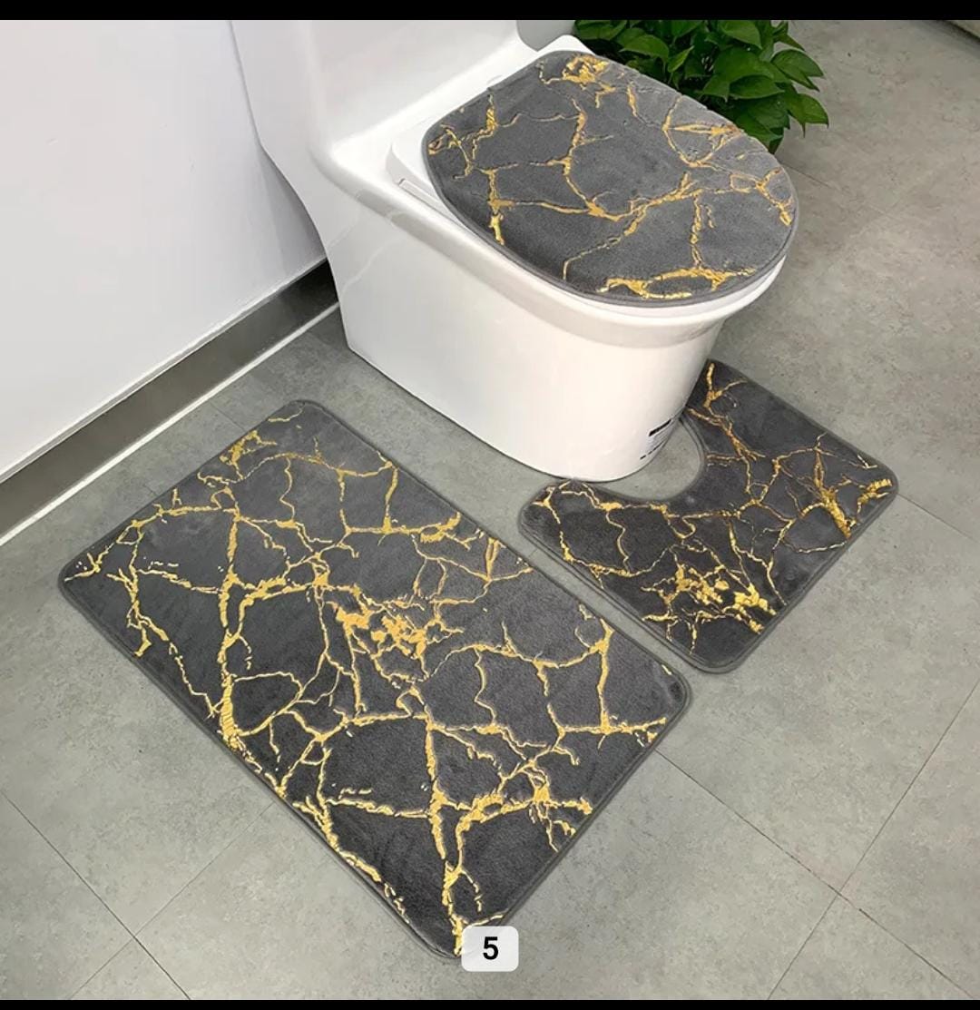 New Arrivals!!Hommy Home Decor Set Bathtub Mats Bathroom Mats 3 In 1 Anti-Slip  Quality 3 piece bathroom/ washroom Toilet set mats.
Rug Set 3 Pieces Ultra Soft, Non Slip Chenille Toilet Mat, Absobent