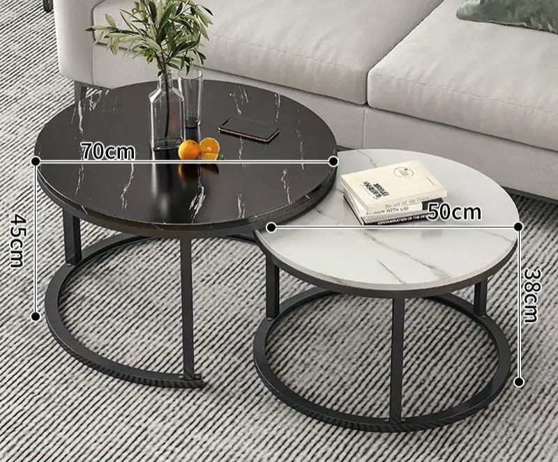 WOODEN Nesting Tables with Marble Effect Blacktop with gold legs 2 in 1 tables Marble,Tempered Glass Effect Dining Room Furniture Nesting Nordic luxury coffee table