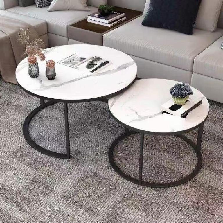 WOODEN Nesting Tables with Marble Effect Blacktop with gold legs 2 in 1 tables Marble,Tempered Glass Effect Dining Room Furniture Nesting Nordic luxury coffee table
