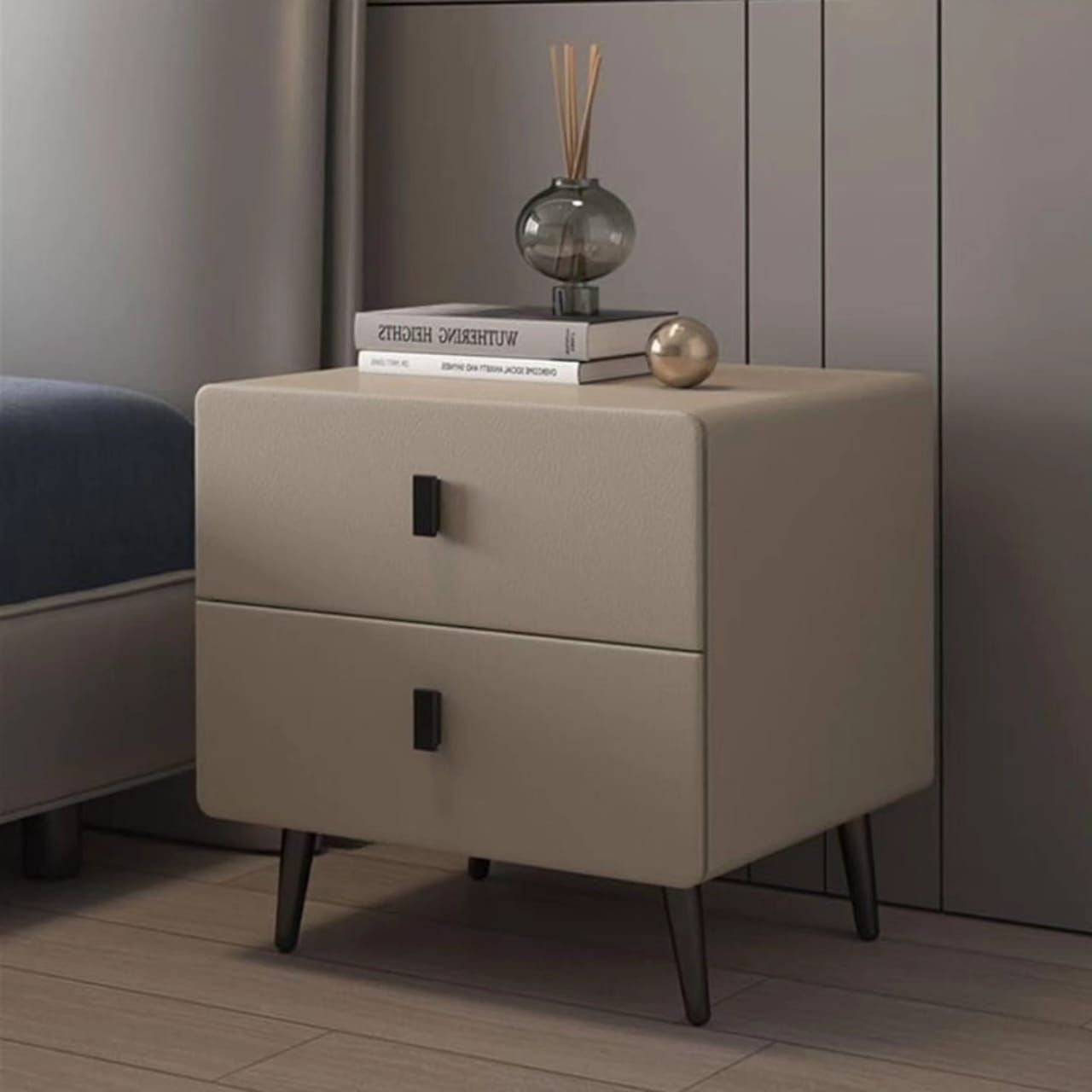 Nordic luxury bedside cabinet Marble texture 2 drawers with Large capacity drawer storage Size (L45cm W35cm H50cm)