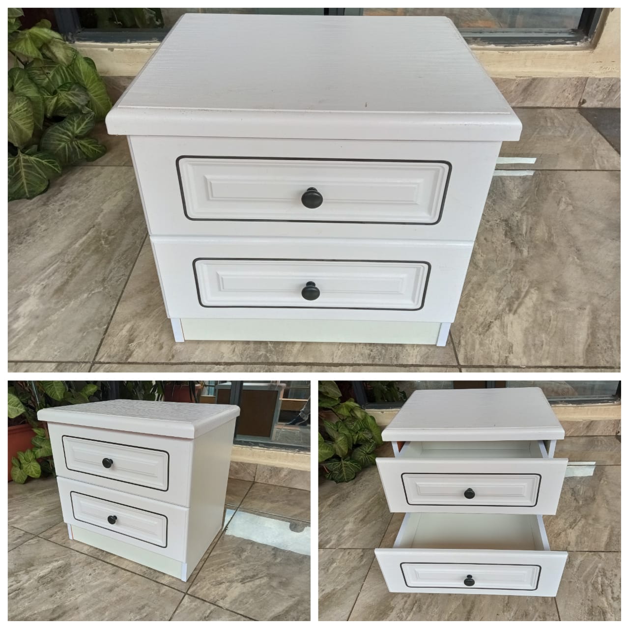 White Bedside Table Large desktop  Spacious drawers  Silent slides Bedside table with 2 drawers Size 50*40*40cm