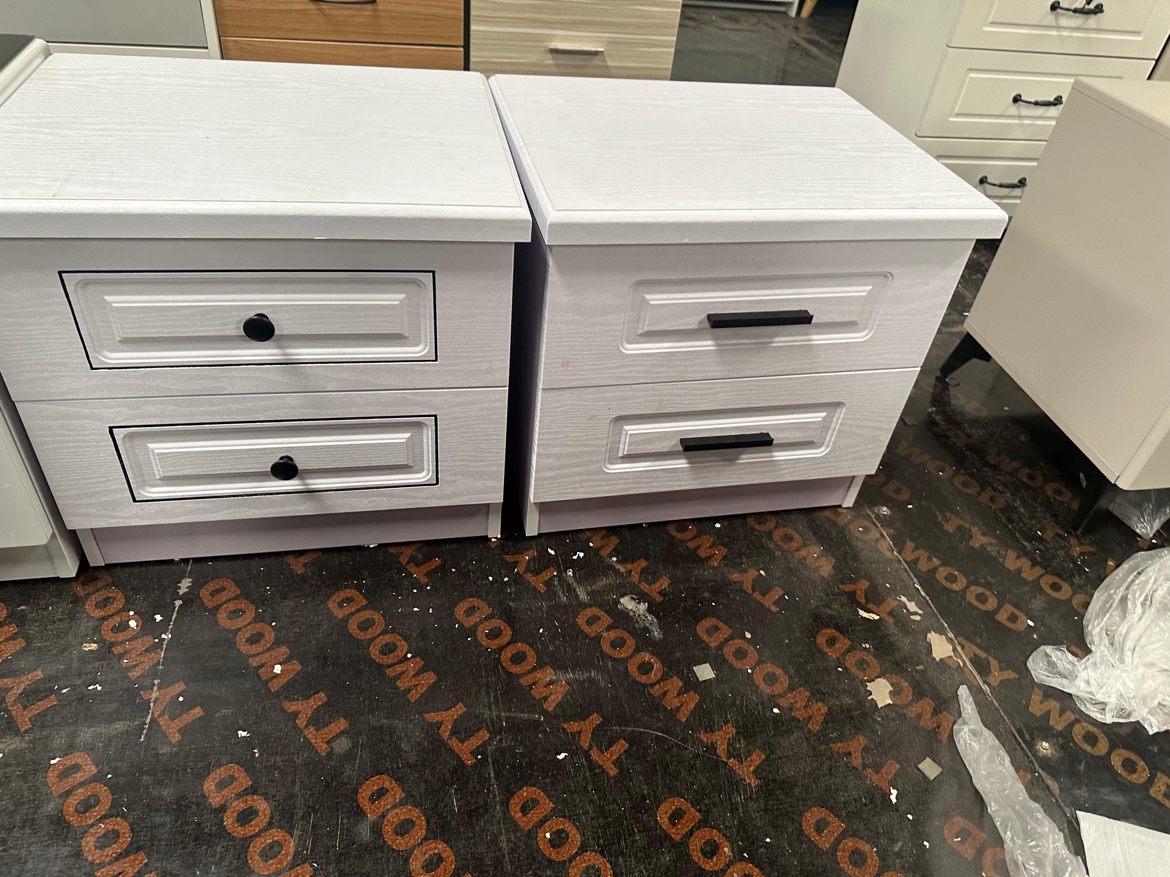 White Bedside Table Large desktop  Spacious drawers  Silent slides Bedside table with 2 drawers Size 50*40*40cm