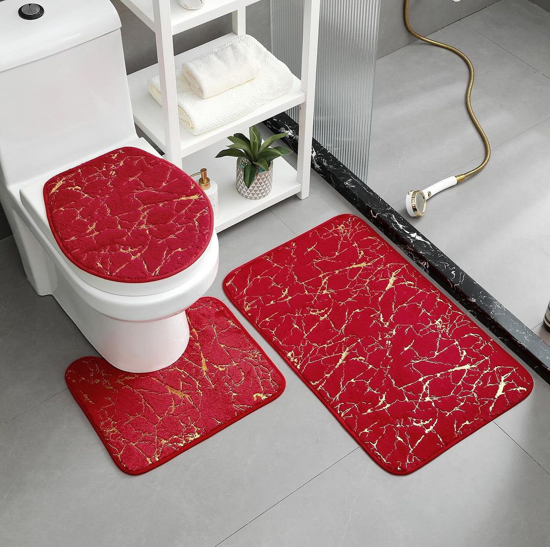 New Arrivals!!Hommy Home Decor Set Bathtub Mats Bathroom Mats 3 In 1 Anti-Slip  Quality 3 piece bathroom/ washroom Toilet set mats.
Rug Set 3 Pieces Ultra Soft, Non Slip Chenille Toilet Mat, Absobent