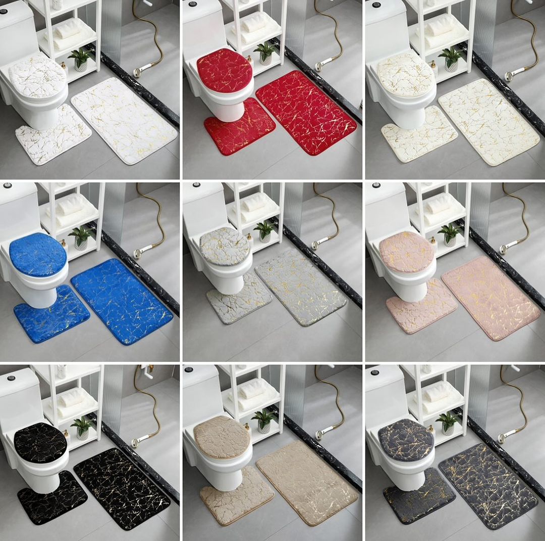 New Arrivals!!Hommy Home Decor Set Bathtub Mats Bathroom Mats 3 In 1 Anti-Slip  Quality 3 piece bathroom/ washroom Toilet set mats.
Rug Set 3 Pieces Ultra Soft, Non Slip Chenille Toilet Mat, Absobent