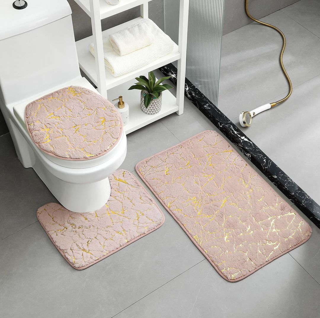 New Arrivals!!Hommy Home Decor Set Bathtub Mats Bathroom Mats 3 In 1 Anti-Slip  Quality 3 piece bathroom/ washroom Toilet set mats.
Rug Set 3 Pieces Ultra Soft, Non Slip Chenille Toilet Mat, Absobent