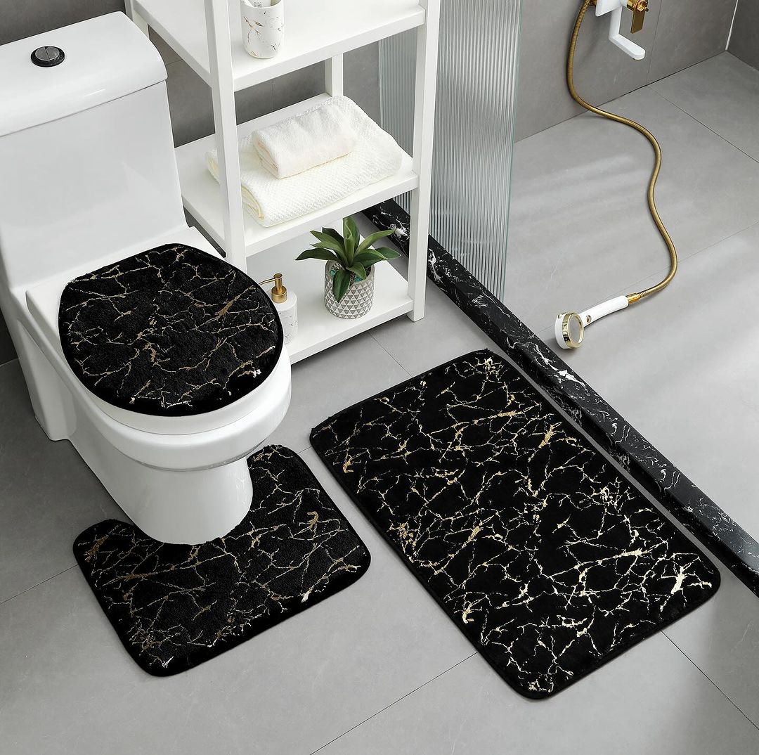 New Arrivals!!Hommy Home Decor Set Bathtub Mats Bathroom Mats 3 In 1 Anti-Slip  Quality 3 piece bathroom/ washroom Toilet set mats.
Rug Set 3 Pieces Ultra Soft, Non Slip Chenille Toilet Mat, Absobent