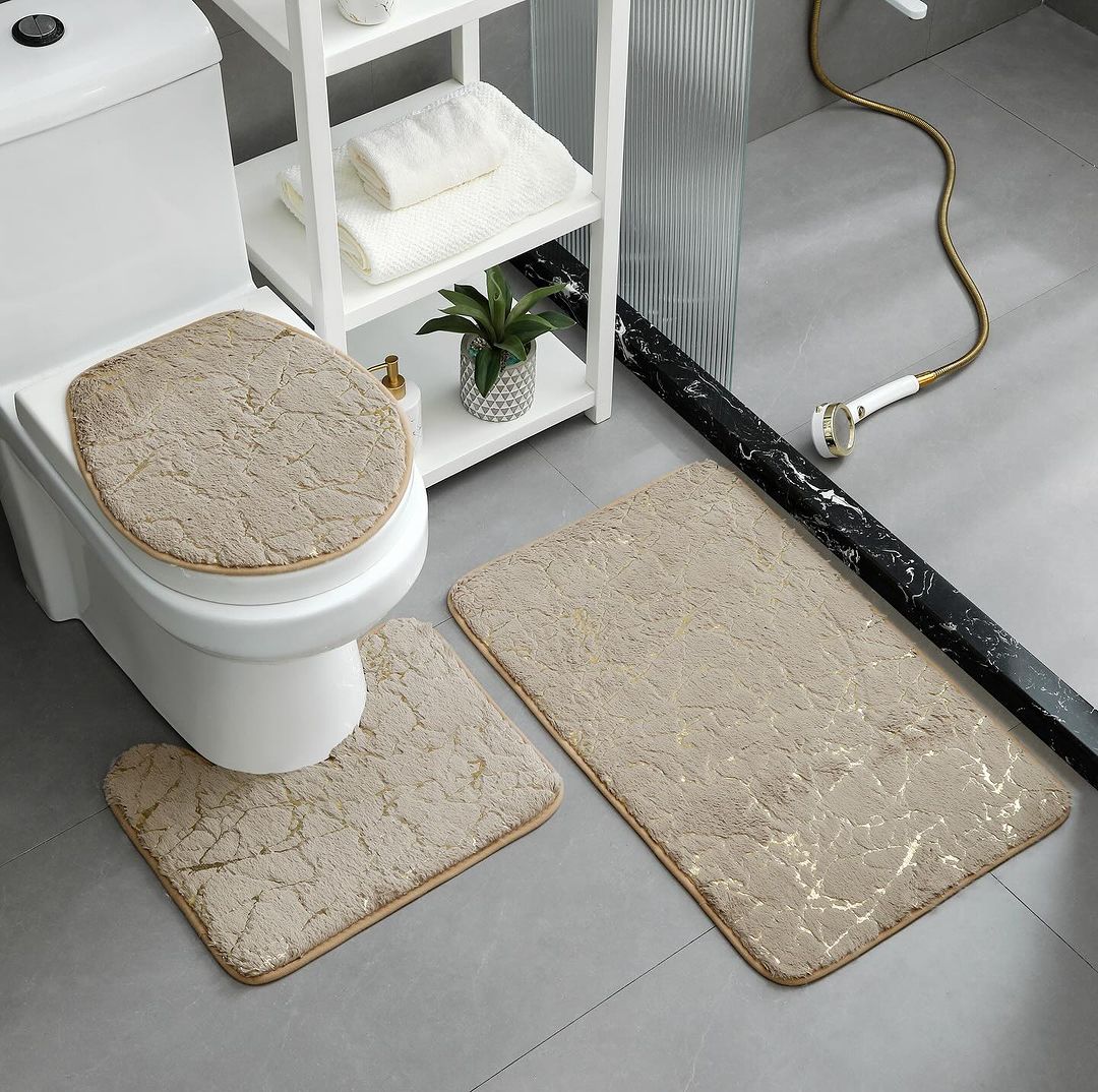 New Arrivals!!Hommy Home Decor Set Bathtub Mats Bathroom Mats 3 In 1 Anti-Slip  Quality 3 piece bathroom/ washroom Toilet set mats.
Rug Set 3 Pieces Ultra Soft, Non Slip Chenille Toilet Mat, Absobent
