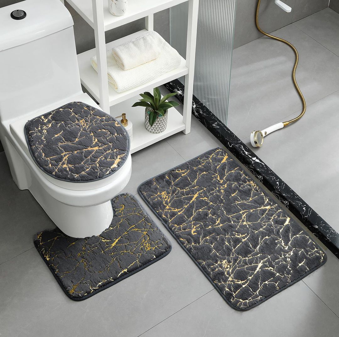 New Arrivals!!Hommy Home Decor Set Bathtub Mats Bathroom Mats 3 In 1 Anti-Slip  Quality 3 piece bathroom/ washroom Toilet set mats.
Rug Set 3 Pieces Ultra Soft, Non Slip Chenille Toilet Mat, Absobent