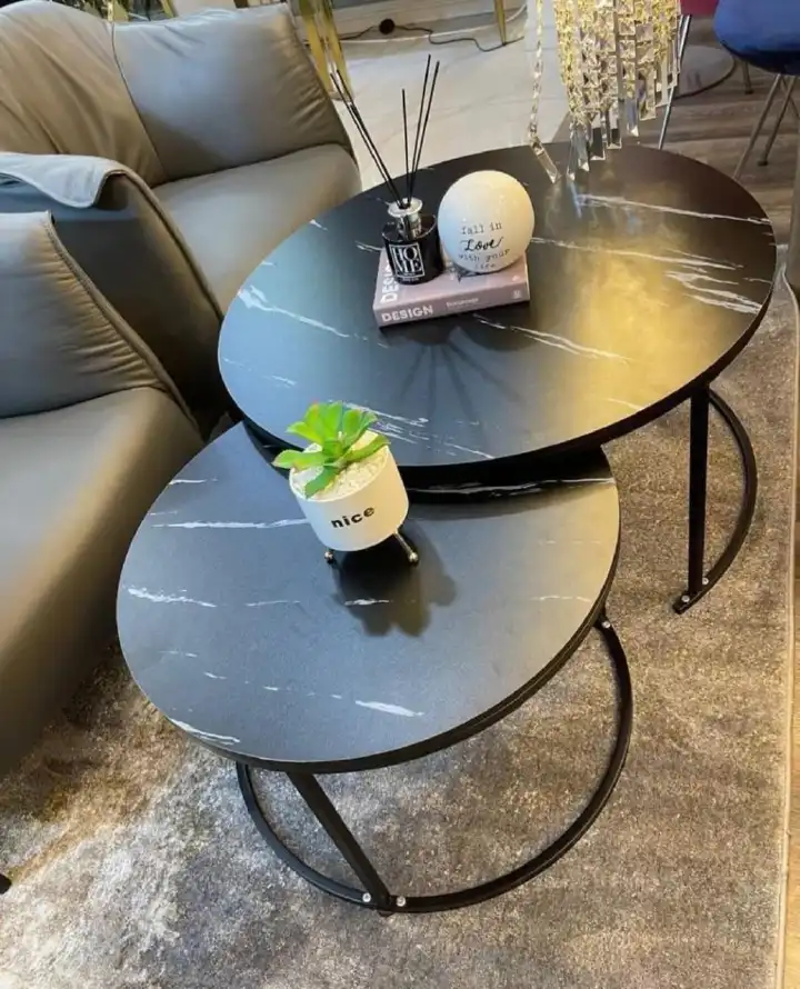 Nesting Bree marble effect Nordic luxury coffee table 2 in 1 tables Marble,WOODEN Effect Dining Room Furniture Nesting Nordic luxury coffee table