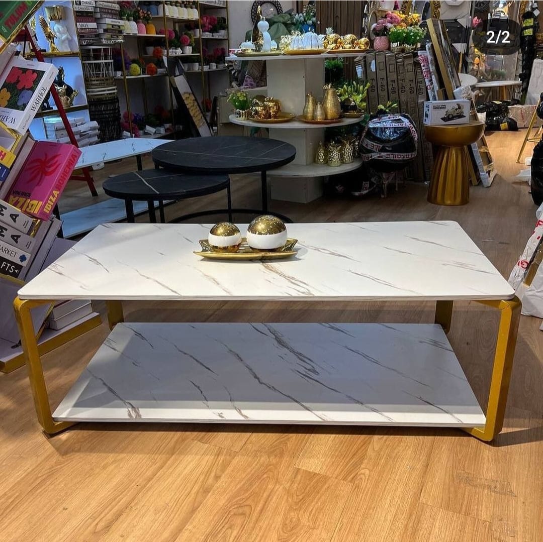 Nordic Table WHITE MDF Marble effect pattern Coffee table  Kitchen & Dining Room Furniture  Wooden Table Home & Kitchen