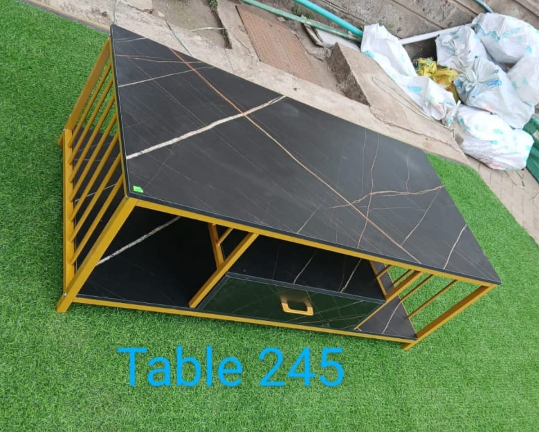 Quality Marble Textured Coffee Table Kitchen & Dining Room Furniture Light and luxury Wide table top Double layer storage Smooth texture marbling