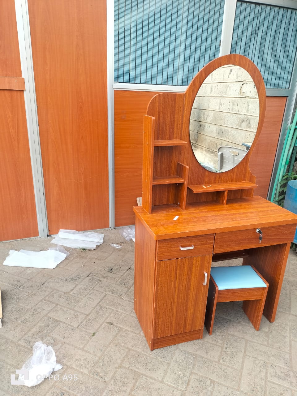 Generic Dressing table Wooden Miniature Dressing Table With Mirror and a Stool Furniture Bedroom Furniture Dressers 86cm*150cm*40cm