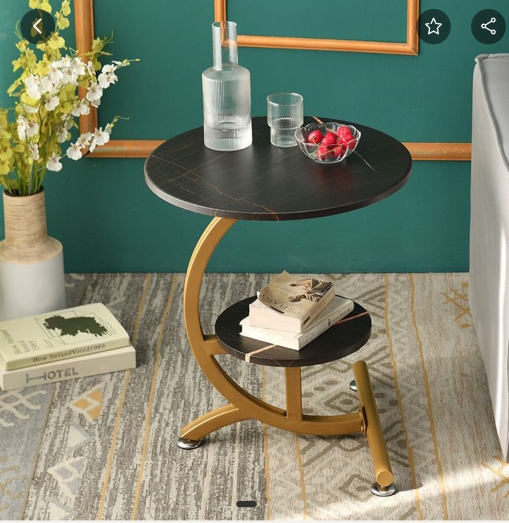 Coffee Round Marble effect Table Bedside Simple Home Balcony Minimalist  Sofa Side Creative Small Size Table. White