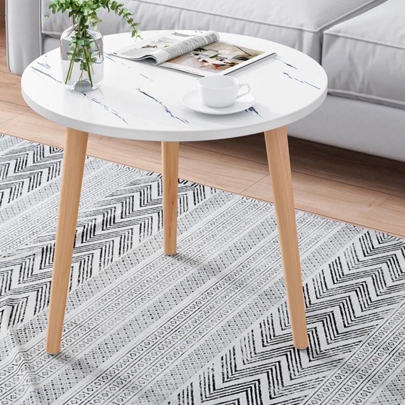 Coffee Round Marble effect Table Bedside Simple Home Balcony Minimalist  Sofa Side Creative Small Size Table. White