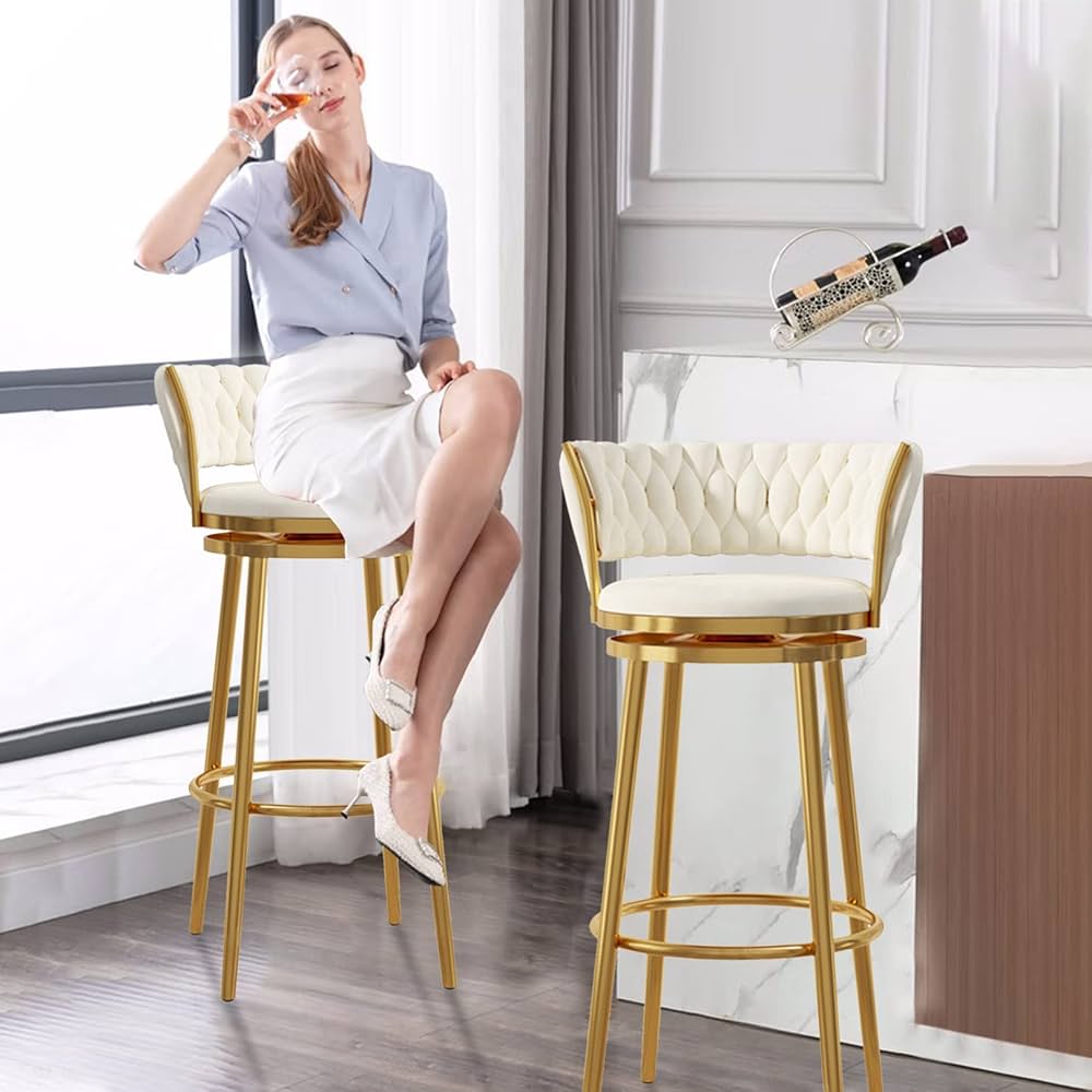 Gold Metal Counter Bar Stools KitchenCHAIR Luxury Designer Backrest Bar ISLAND Taburete Alto Home Furniture  lounge
KITCHENSTOOLS BAR STOOLS .Generic 16 Scale Round Swivel Chair Pub Barstoo