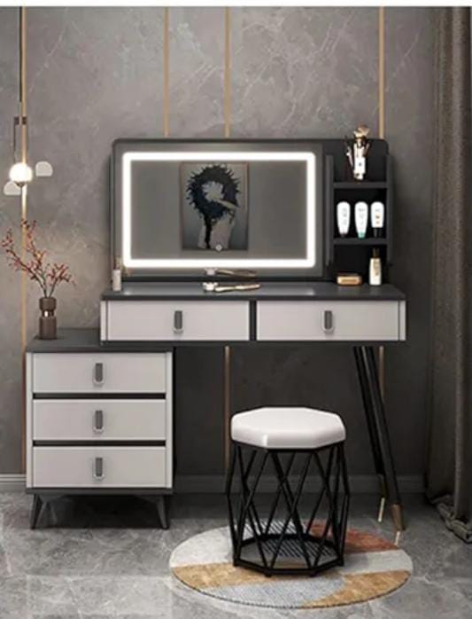Dressing table with sliding mirror; made from high quality woods and finished with three layers of paint, this vanity table will stand the test of time