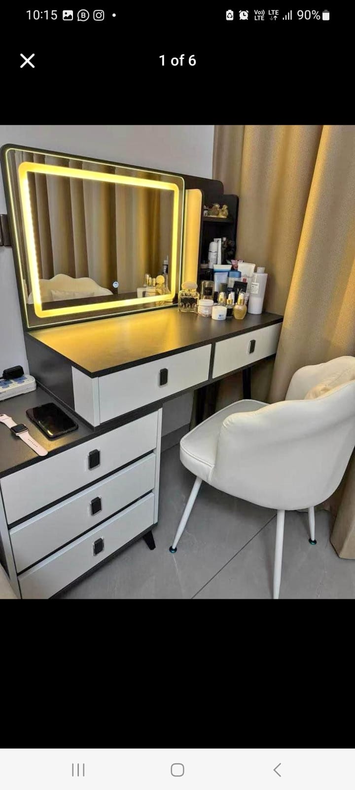 Dressing table with sliding mirror; made from high quality woods and finished with three layers of paint, this vanity table will stand the test of time