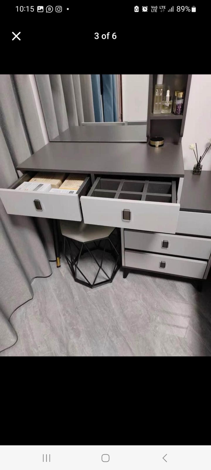 Dressing table with sliding mirror; made from high quality woods and finished with three layers of paint, this vanity table will stand the test of time