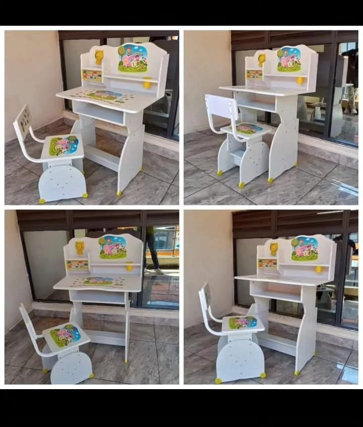 Kids Study Table And Chair Children Desk Set, Perfect for Kids in pre-school, Good abrasive resistance, Height adjustable 3-15 years, Suitable for multipurpose use, Comes with a chair