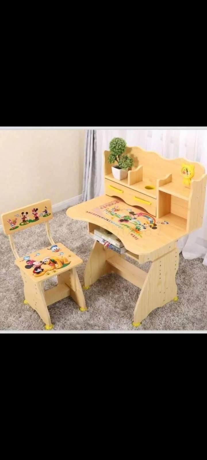 Kids Study Table And Chair Children Desk Set, Perfect for Kids in pre-school, Good abrasive resistance, Height adjustable 3-15 years, Suitable for multipurpose use, Comes with a chair
