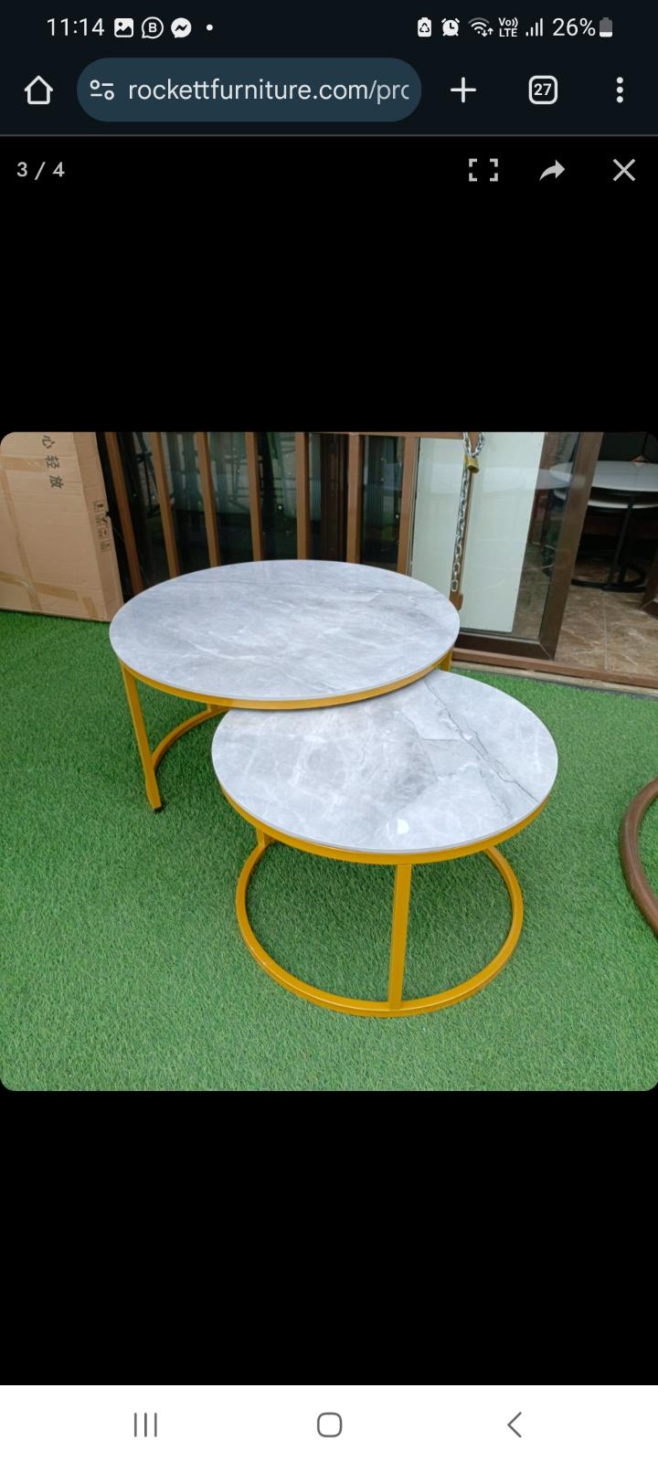 PURE MARBLE Nesting Table 2 in 1 Coffee Tables with Stands Kitchen & Dining Room Furniture white 70cm*50cm(diameter)
