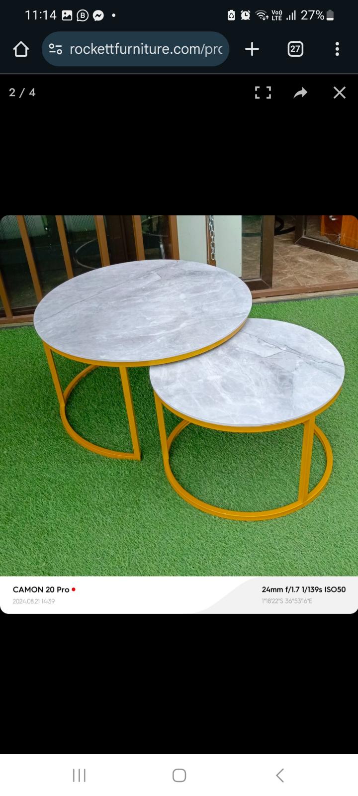 PURE MARBLE Nesting Table 2 in 1 Coffee Tables with Stands Kitchen & Dining Room Furniture white 70cm*50cm(diameter)