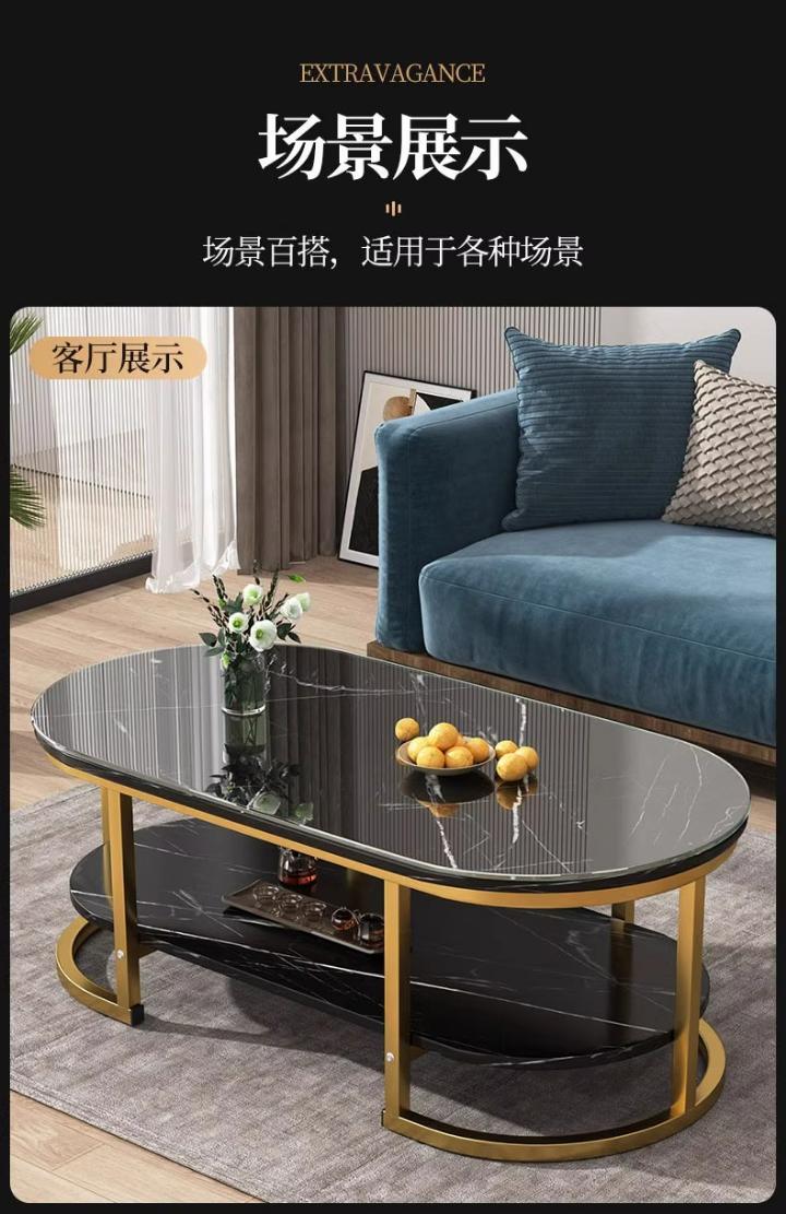 Modern Luxury Unique Marble Effect Coffee Table Living Sitting room Import Quality Marble textured gold Oval Layered White Studio apartment