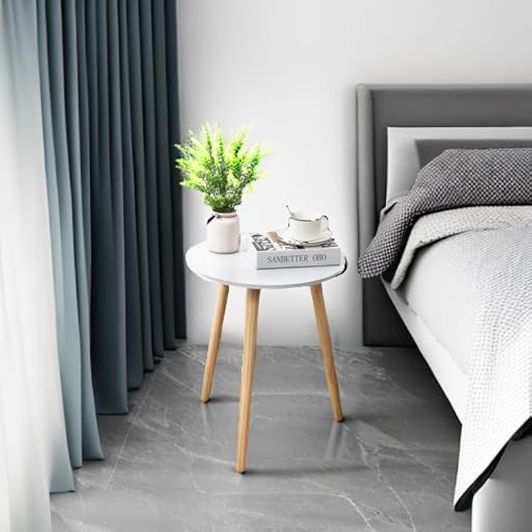 Coffee Round Marble effect Table Bedside Simple Home Balcony Minimalist  Sofa Side Creative Small Size Table. White