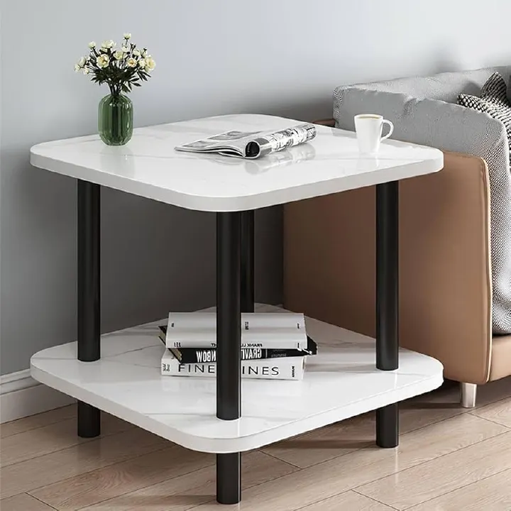 Coffee Round Marble effect Table Bedside Simple Home Balcony Minimalist  Sofa Side Creative Small Size Table. White
