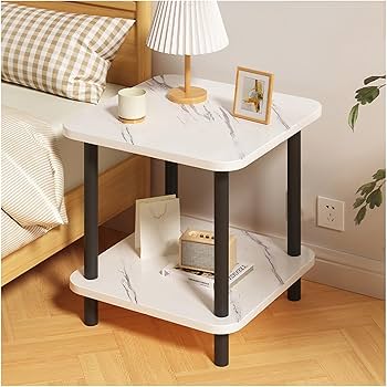 Coffee Round Marble effect Table Bedside Simple Home Balcony Minimalist  Sofa Side Creative Small Size Table. White