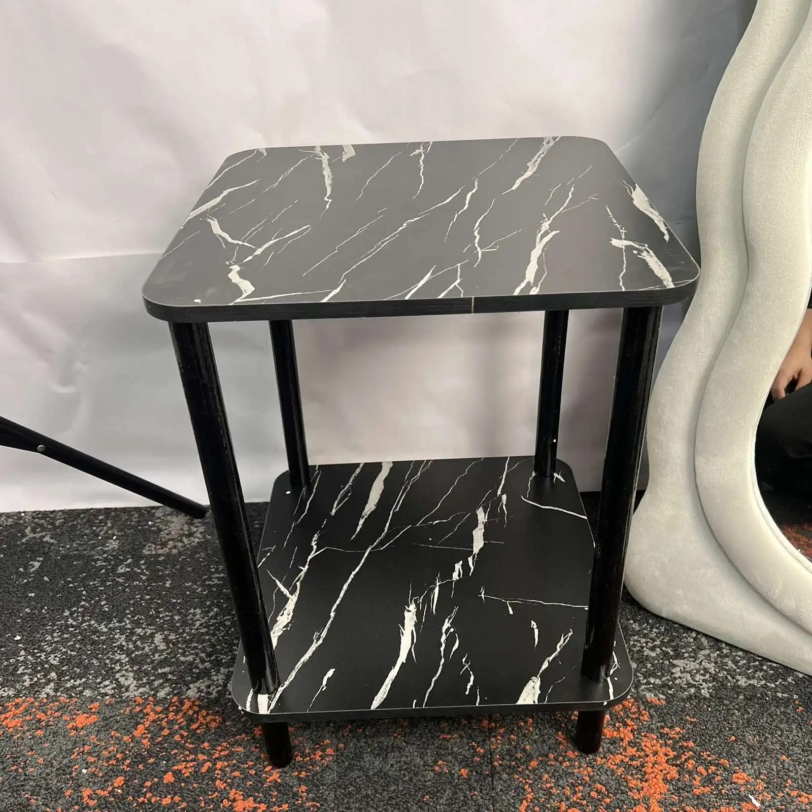 Coffee Round Marble effect Table Bedside Simple Home Balcony Minimalist  Sofa Side Creative Small Size Table. White