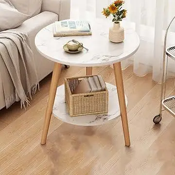 Coffee Round Marble effect Table Bedside Simple Home Balcony Minimalist  Sofa Side Creative Small Size Table.