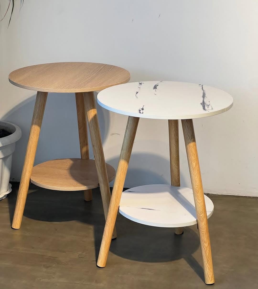 Coffee Round Marble effect Table Bedside Simple Home Balcony Minimalist  Sofa Side Creative Small Size Table.