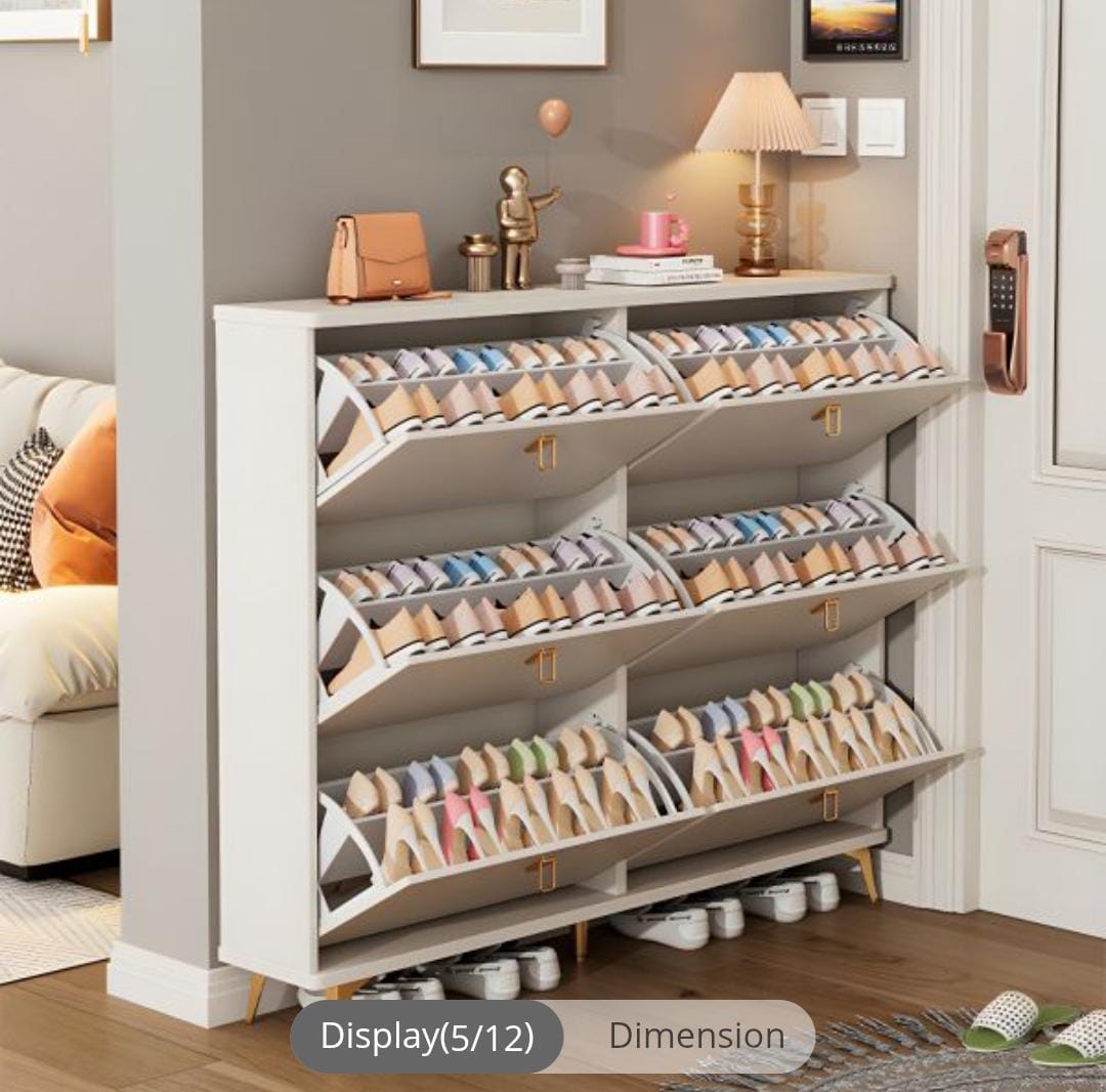 BUCKET FLIP SHOE RACK with marble effect.