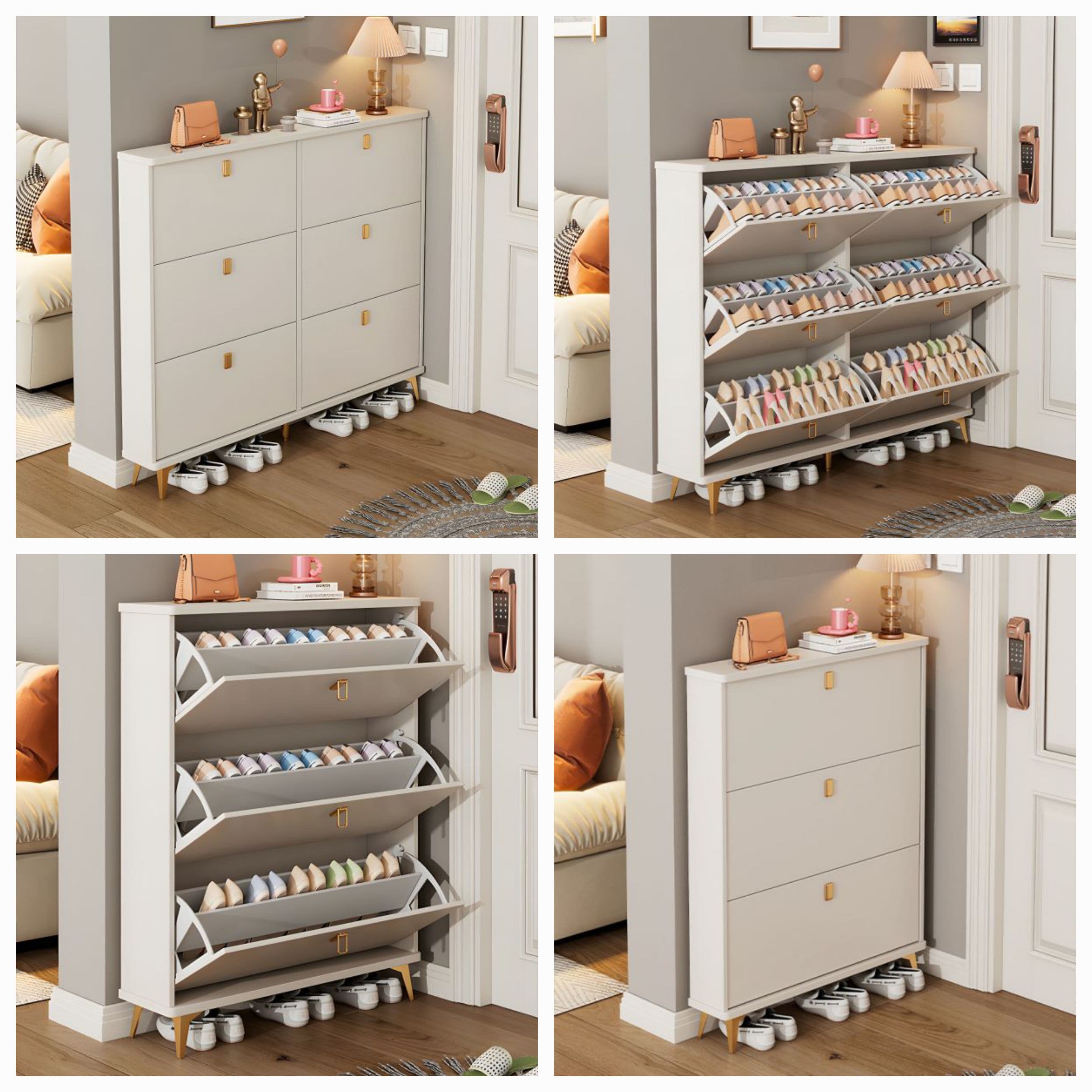 BUCKET FLIP SHOE RACK with marble effect.