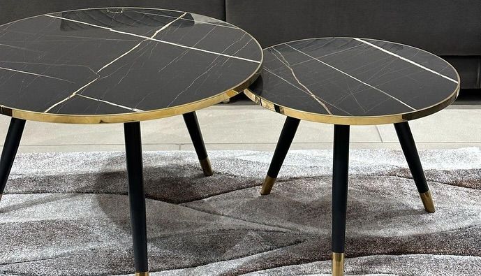 Nesting Bree Nordic luxury coffee table 2 in 1 tables Marble,Tempered Effect Dining Room Furniture Nesting Nordic luxury coffee table