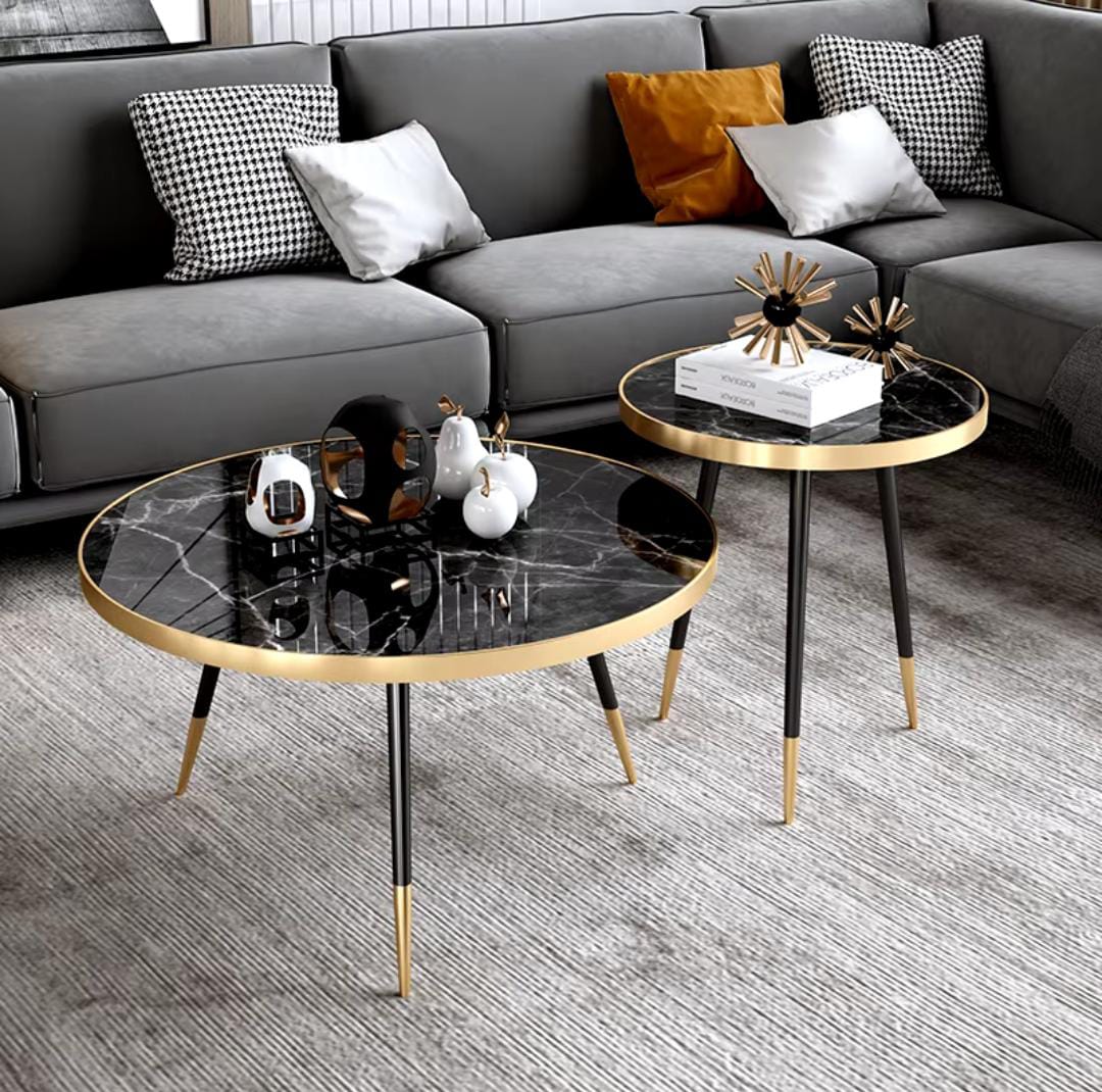 Nesting Bree Nordic luxury coffee table 2 in 1 tables Marble,Tempered Effect Dining Room Furniture Nesting Nordic luxury coffee table
