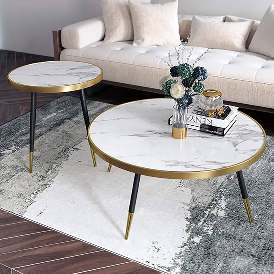 Nesting Bree Nordic luxury coffee table 2 in 1 tables Marble,Tempered Effect Dining Room Furniture Nesting Nordic luxury coffee table