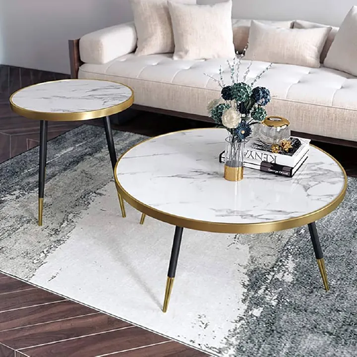 Nesting Bree Nordic luxury coffee table 2 in 1 tables Marble,Tempered Effect Dining Room Furniture Nesting Nordic luxury coffee table